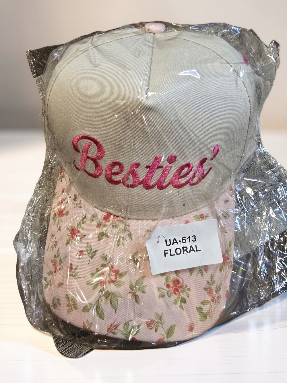 Zenana "Besties" Floral Brim Baseball Cap